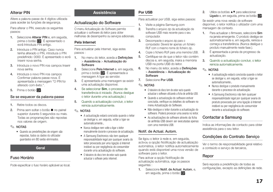 Samsung BD-H5900/ZF manual Assistência 