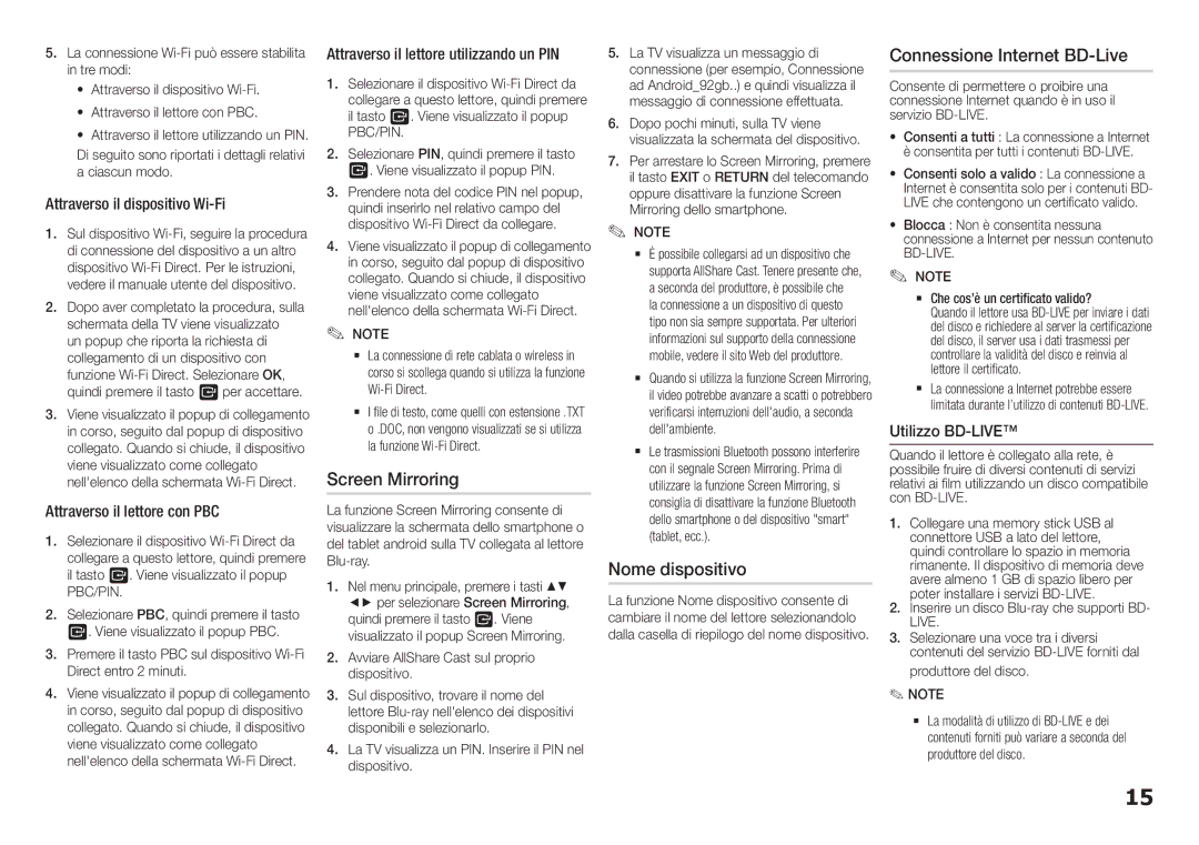 Samsung BD-H5900/ZF manual Nome dispositivo, Connessione Internet BD-Live 