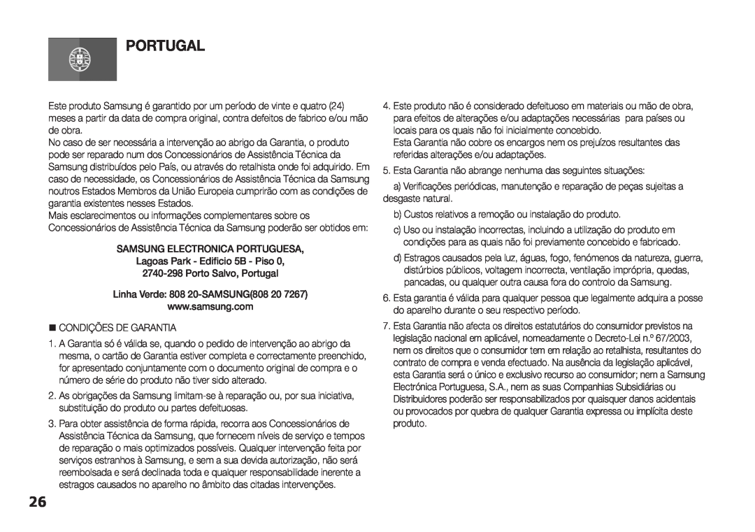 Samsung BD-H5900/ZF manual Portugal 