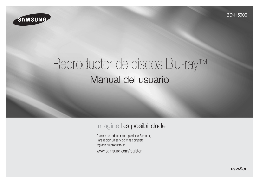 Samsung BD-H5900/ZF manual Manual del usuario, imagine las posibilidade, Español, Reproductor de discos Blu-ray 