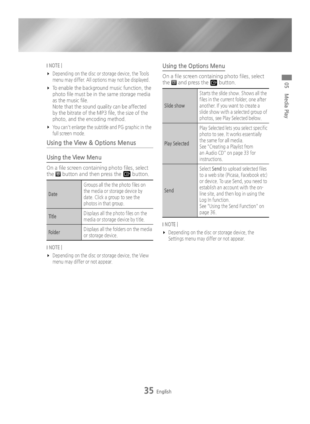 Samsung BD-H6500/EN, BD-H6500/ZF, BD-H6500/XU, BD-H6500/XE, BD-H6500/XN manual Slide show 