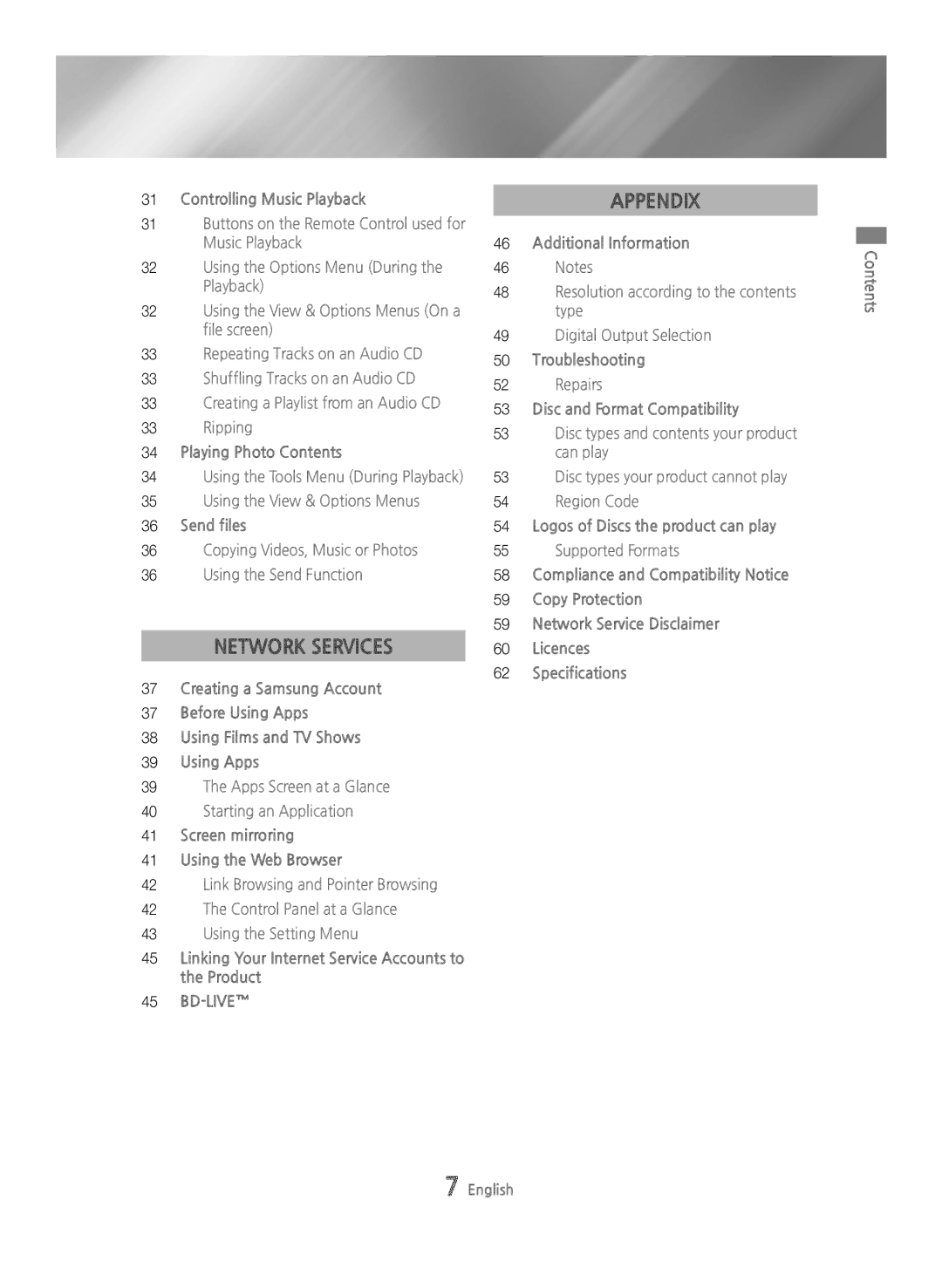 Samsung BD-H6500/XU, BD-H6500/EN, BD-H6500/ZF, BD-H6500/XE, BD-H6500/XN manual Network Services, Appendix, Bd-Live 