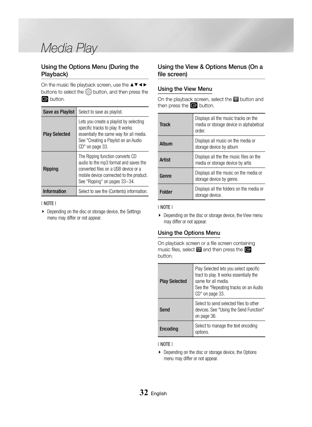 Samsung BD-H6500/EN manual Using the Options Menu During the Playback, Using the View & Options Menus On a file screen 