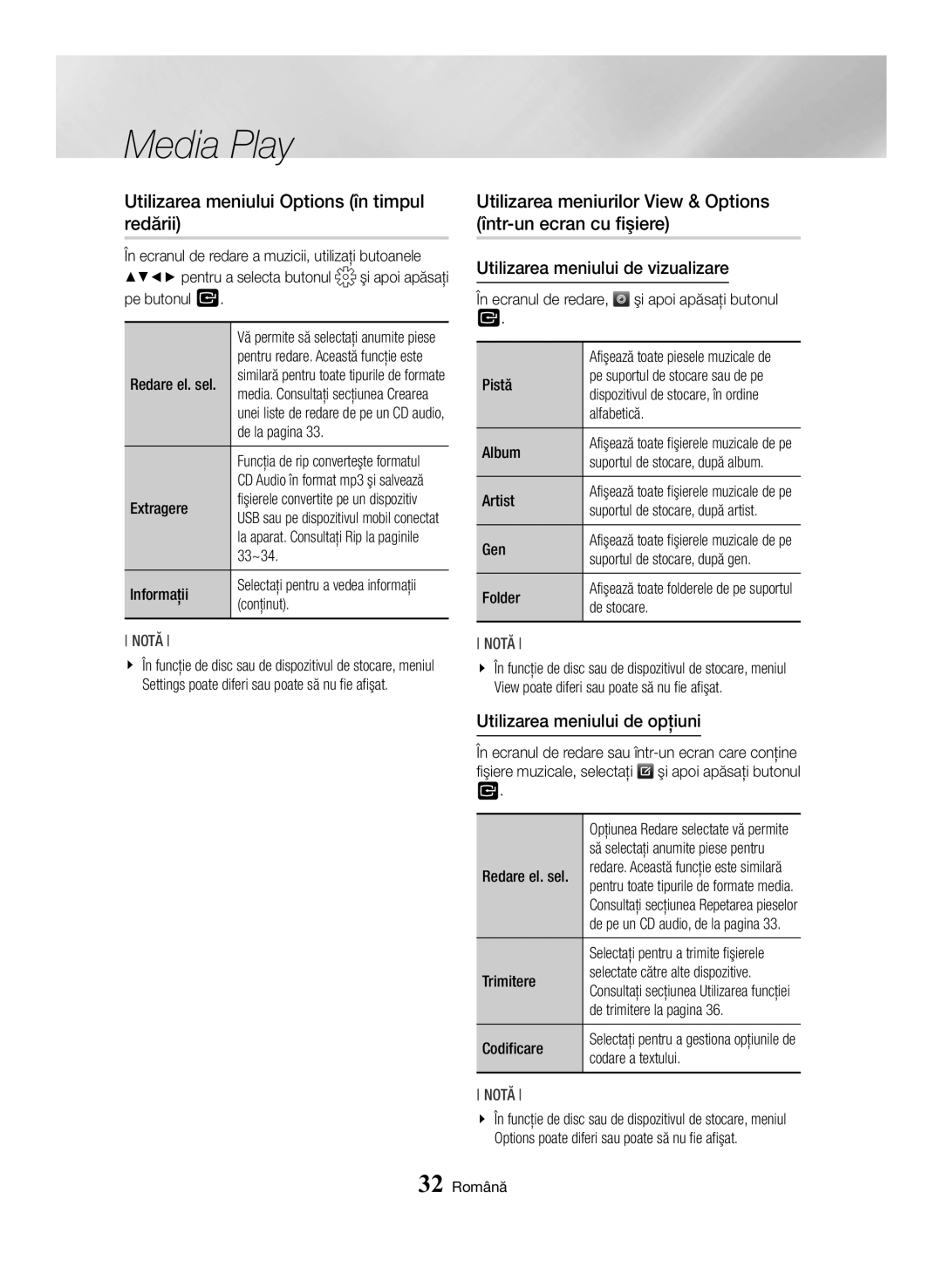 Samsung BD-H6500/EN manual Utilizarea meniului Options în timpul redării 