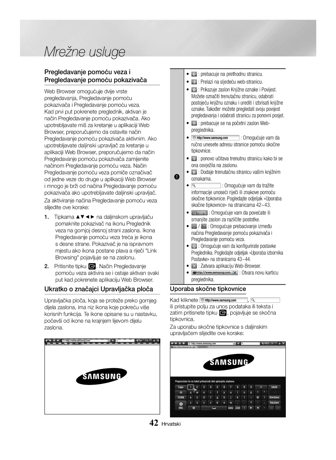 Samsung BD-H6500/EN Pregledavanje pomoću veza i Pregledavanje pomoću pokazivača, Ukratko o značajci Upravljačka ploča 