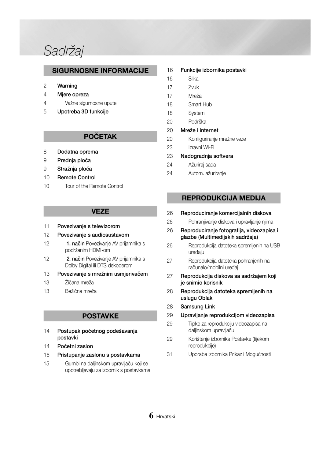 Samsung BD-H6500/EN manual Mjere opreza Važne sigurnosne upute Upotreba 3D funkcije 