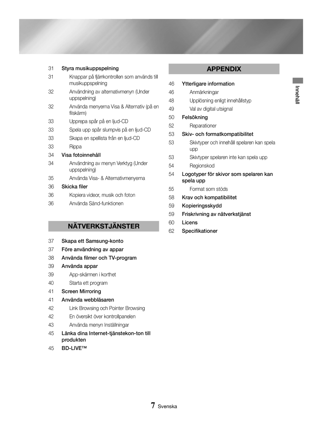 Samsung BD-H6500/XE manual Nätverkstjänster, Bd-Live 