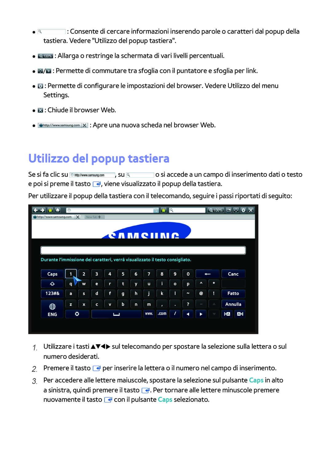 Samsung BD-H8509S/ZG, BD-H8500/EN, BD-H8500/ZF manual Utilizzo del popup tastiera 