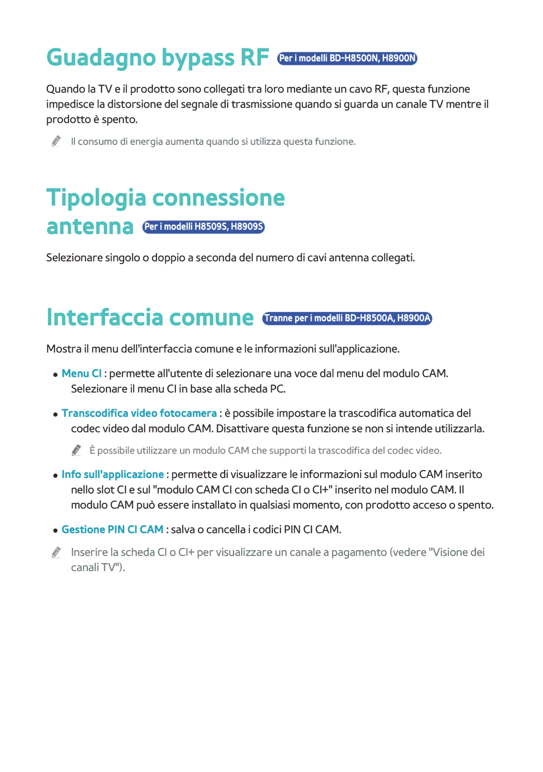 Samsung BD-H8509S/ZG, BD-H8500/EN, BD-H8500/ZF manual Tipologia connessione 