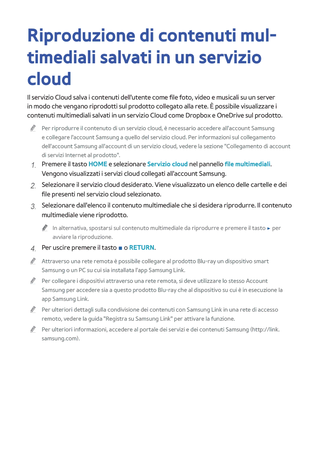 Samsung BD-H8500/EN, BD-H8509S/ZG, BD-H8500/ZF manual Per uscire premere il tasto o Return 