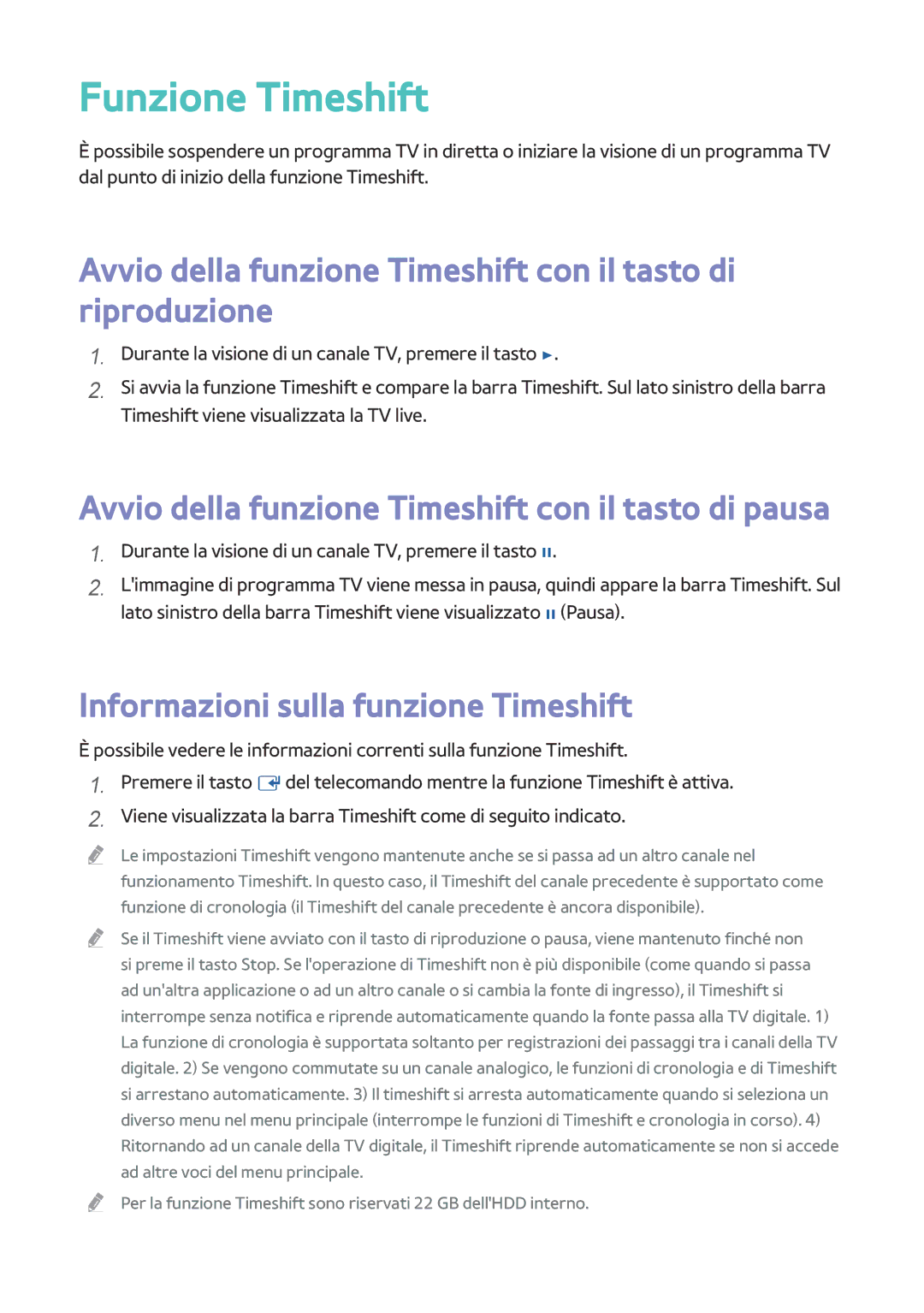 Samsung BD-H8500/ZF, BD-H8500/EN manual Funzione Timeshift, Avvio della funzione Timeshift con il tasto di riproduzione 