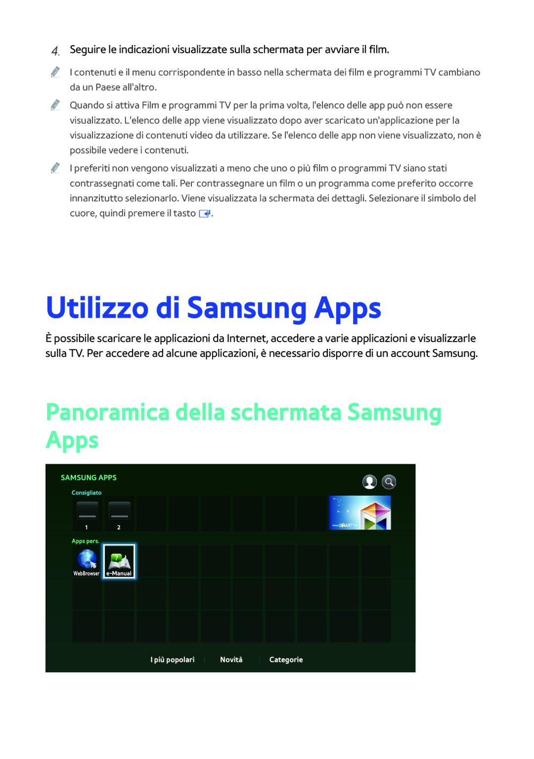 Samsung BD-H8500/EN, BD-H8509S/ZG, BD-H8500/ZF manual Utilizzo di Samsung Apps, Panoramica della schermata Samsung Apps 