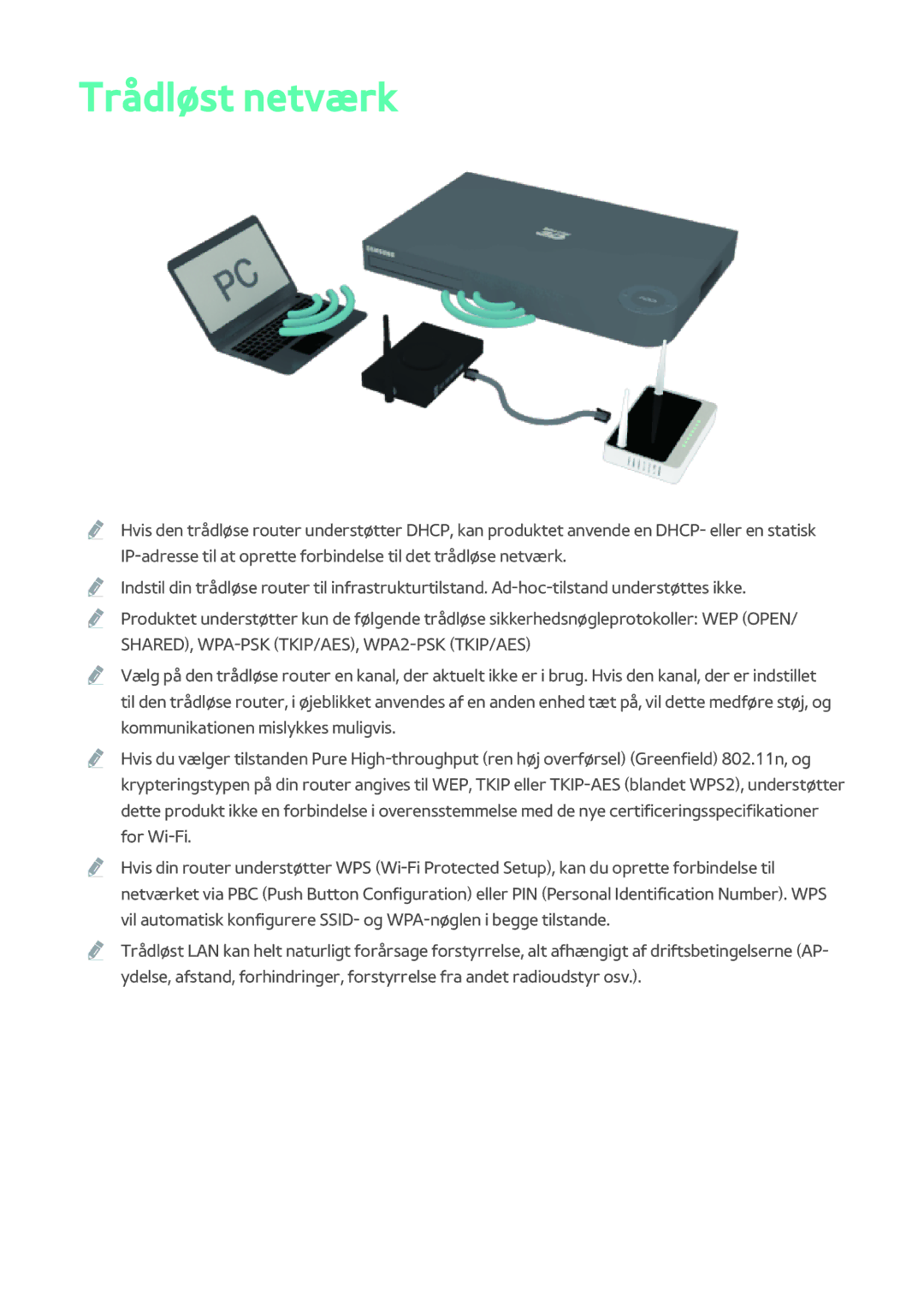 Samsung BD-H8500N/XE, BD-H8900N/XE manual Trådløst netværk 