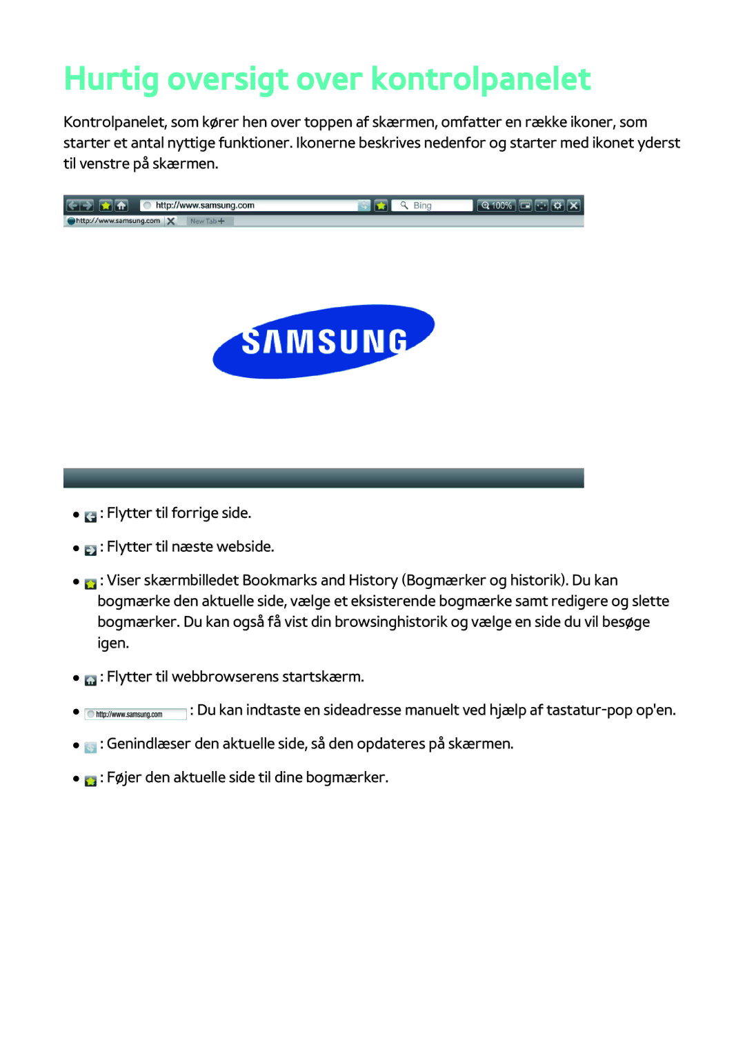 Samsung BD-H8500N/XE, BD-H8900N/XE manual Hurtig oversigt over kontrolpanelet 