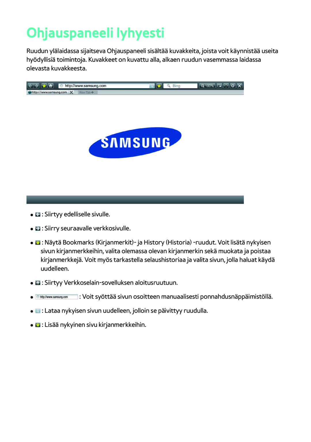 Samsung BD-H8500N/XE, BD-H8900N/XE manual Ohjauspaneeli lyhyesti 