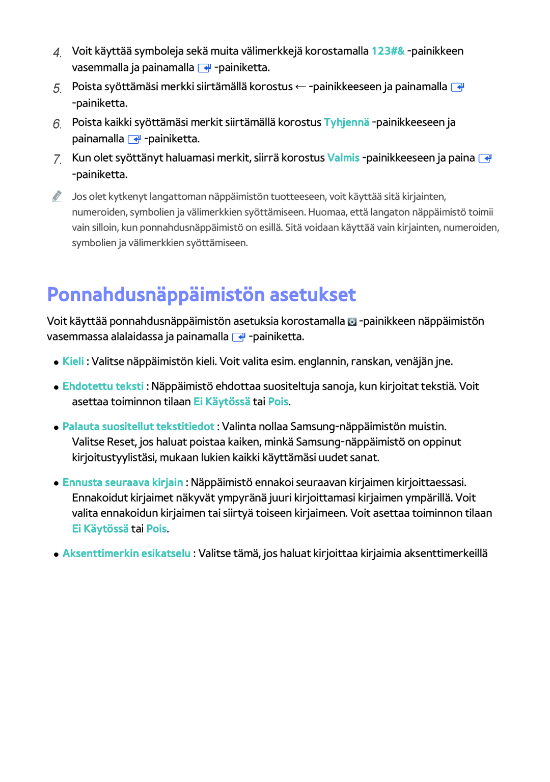 Samsung BD-H8500N/XE, BD-H8900N/XE manual Ponnahdusnäppäimistön asetukset 