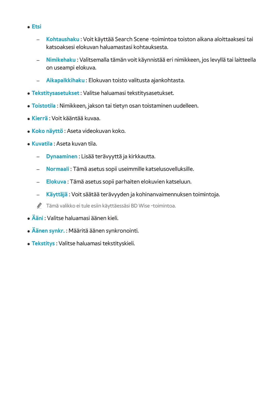 Samsung BD-H8500N/XE, BD-H8900N/XE manual Etsi 