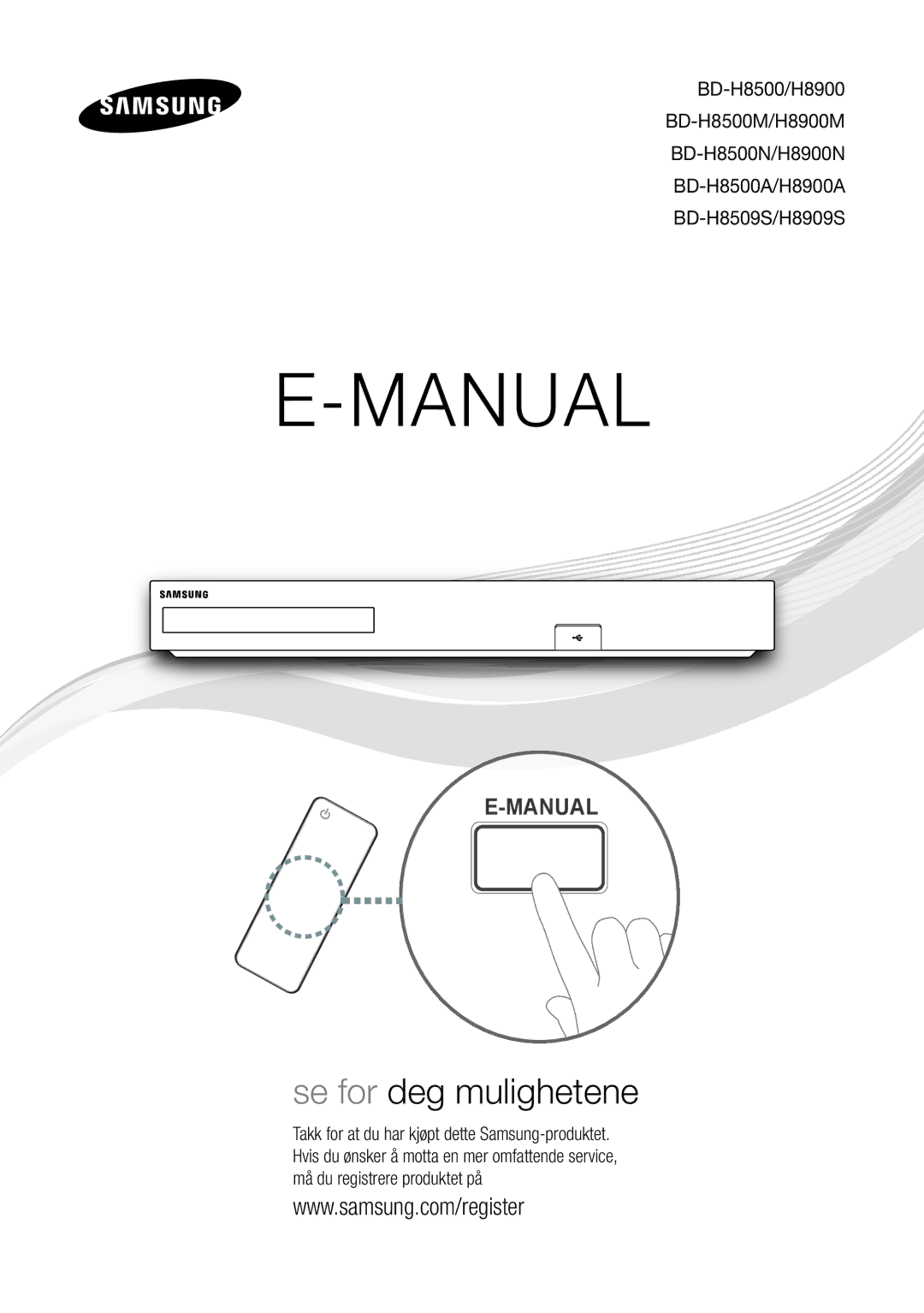 Samsung BD-H8900N/XE, BD-H8500N/XE manual Manual 