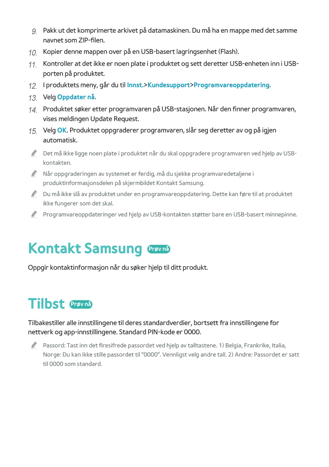 Samsung BD-H8900N/XE, BD-H8500N/XE manual Kontakt Samsung Prøv nå, Tilbst Prøv nå 