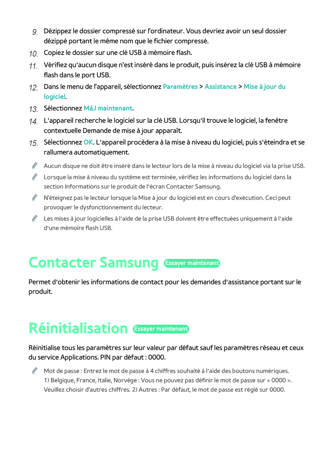 Samsung BD-H8500/ZF, BD-H8900/ZF manual Contacter Samsung Essayer maintenant, Réinitialisation Essayer maintenant 