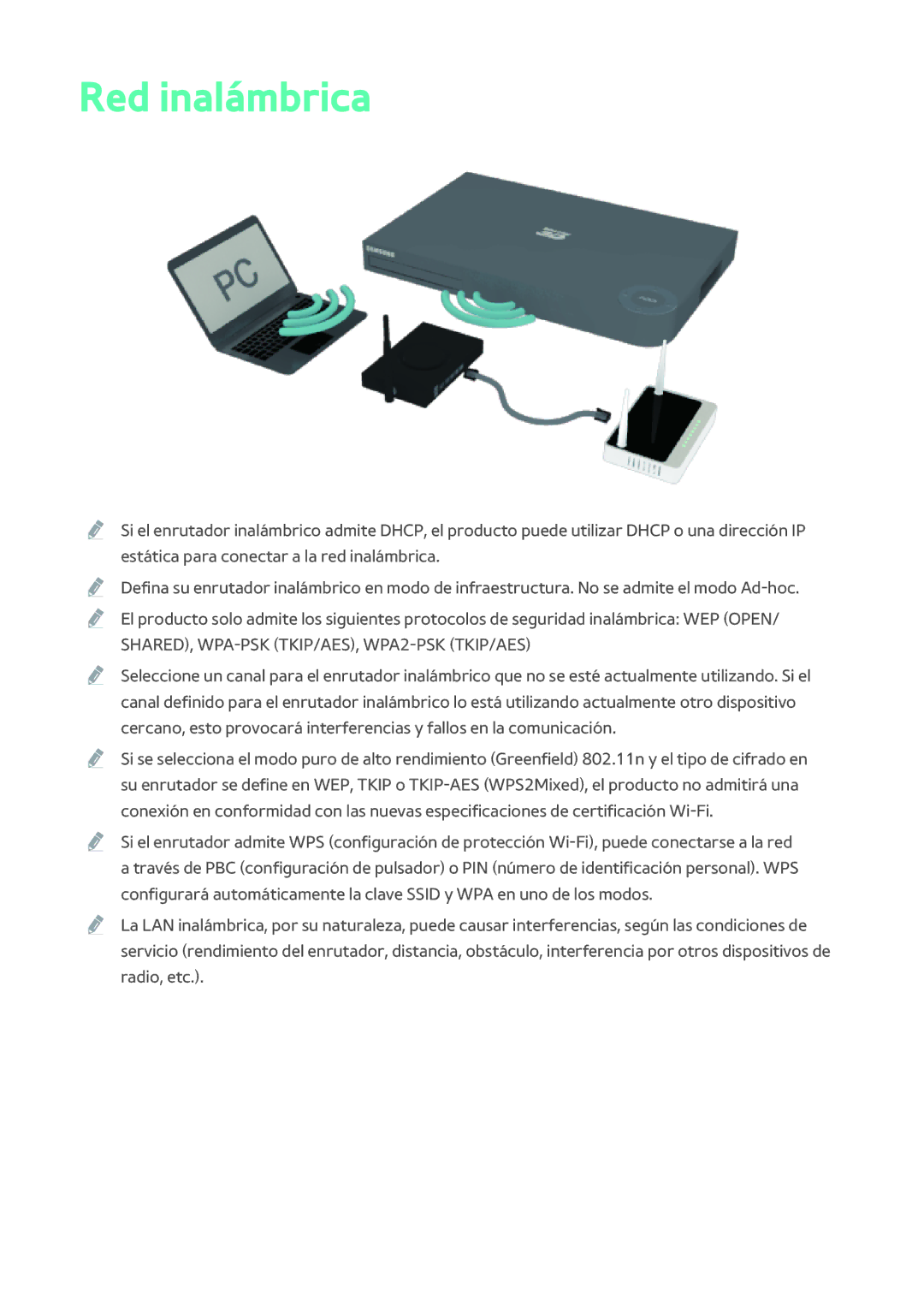 Samsung BD-H8900/ZF, BD-H8500/ZF manual Red inalámbrica 