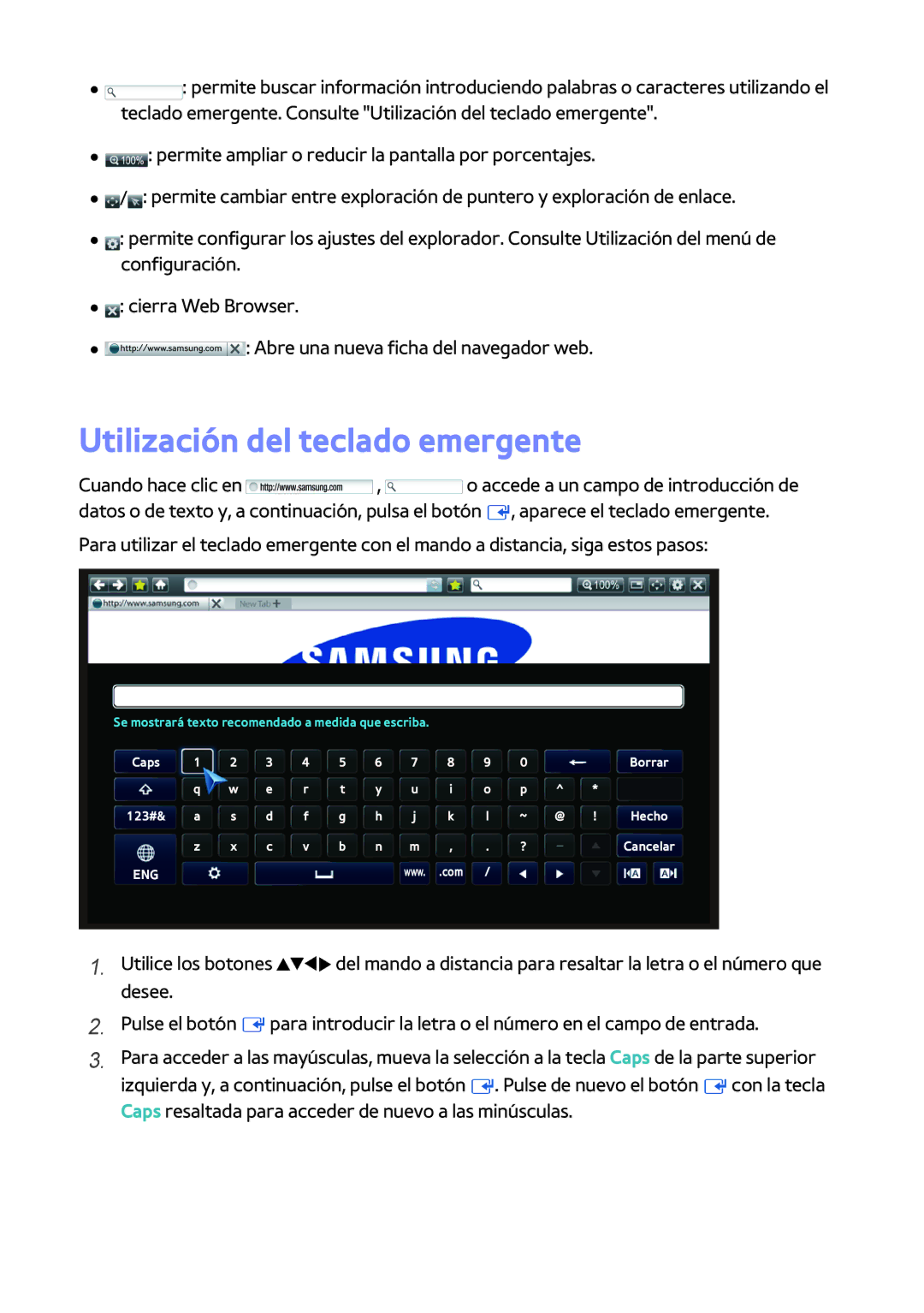 Samsung BD-H8500/ZF, BD-H8900/ZF manual Utilización del teclado emergente 