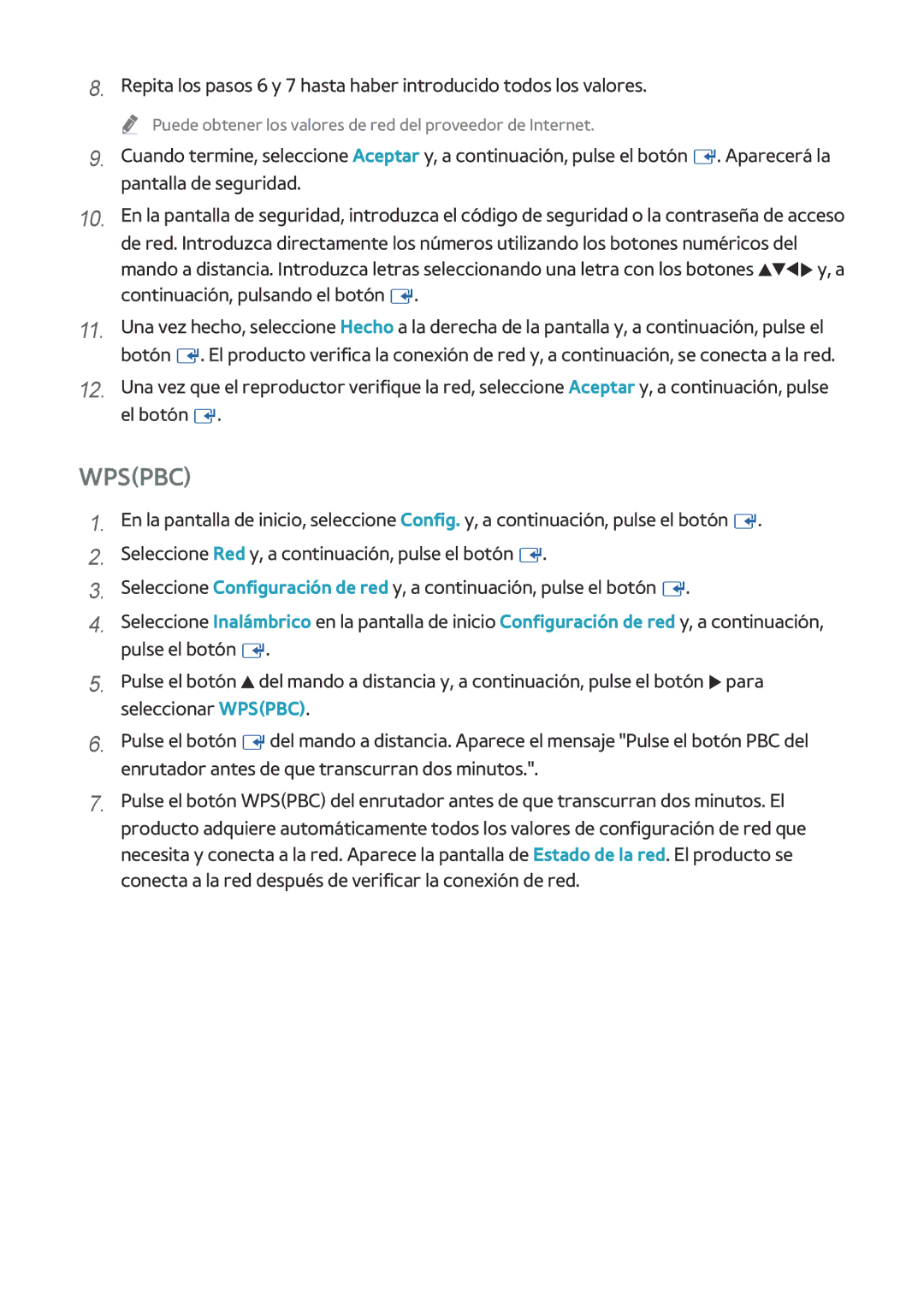 Samsung BD-H8900/ZF, BD-H8500/ZF manual Puede obtener los valores de red del proveedor de Internet 