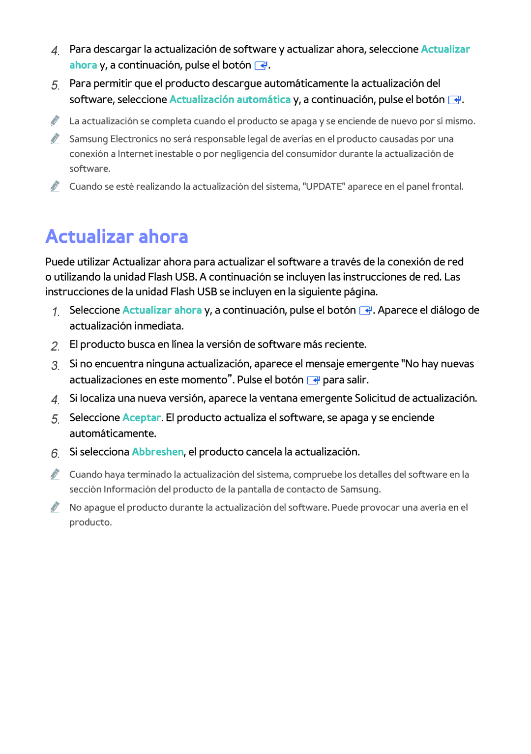 Samsung BD-H8500/ZF, BD-H8900/ZF manual Actualizar ahora 