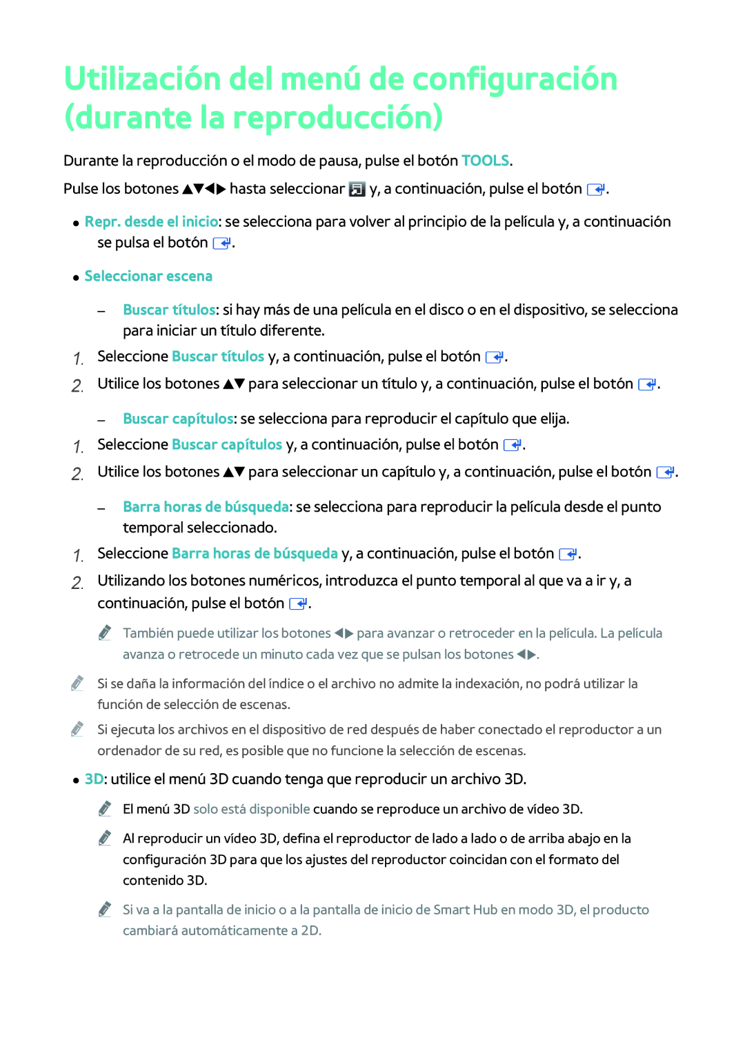 Samsung BD-H8500/ZF, BD-H8900/ZF manual Seleccionar escena 