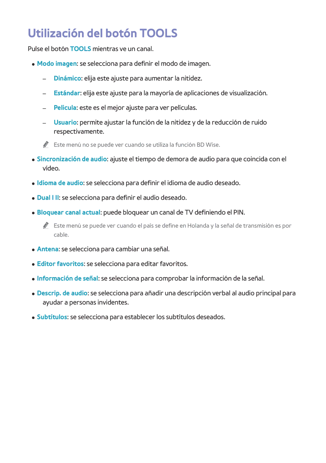 Samsung BD-H8500/ZF, BD-H8900/ZF manual Utilización del botón Tools 