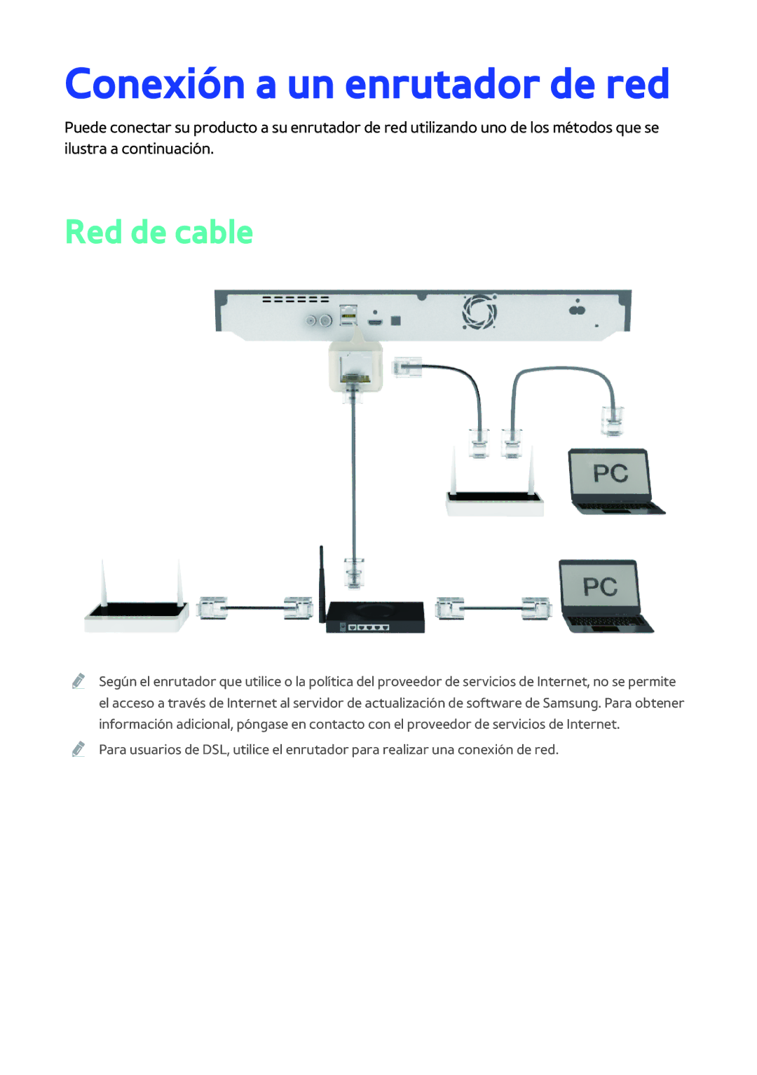 Samsung BD-H8500/ZF, BD-H8900/ZF manual Conexión a un enrutador de red, Red de cable 