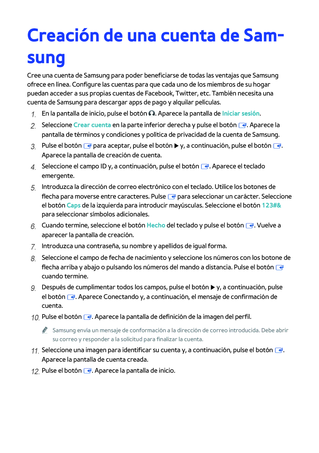 Samsung BD-H8500/ZF, BD-H8900/ZF manual Creación de una cuenta de Sam- sung 