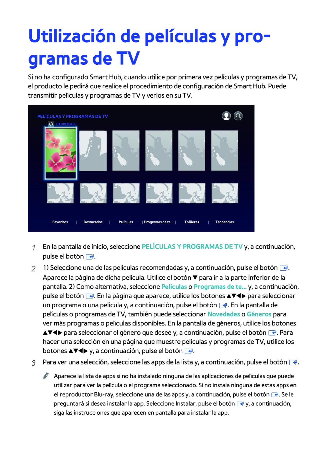 Samsung BD-H8500/ZF, BD-H8900/ZF manual Utilización de películas y pro- gramas de TV 