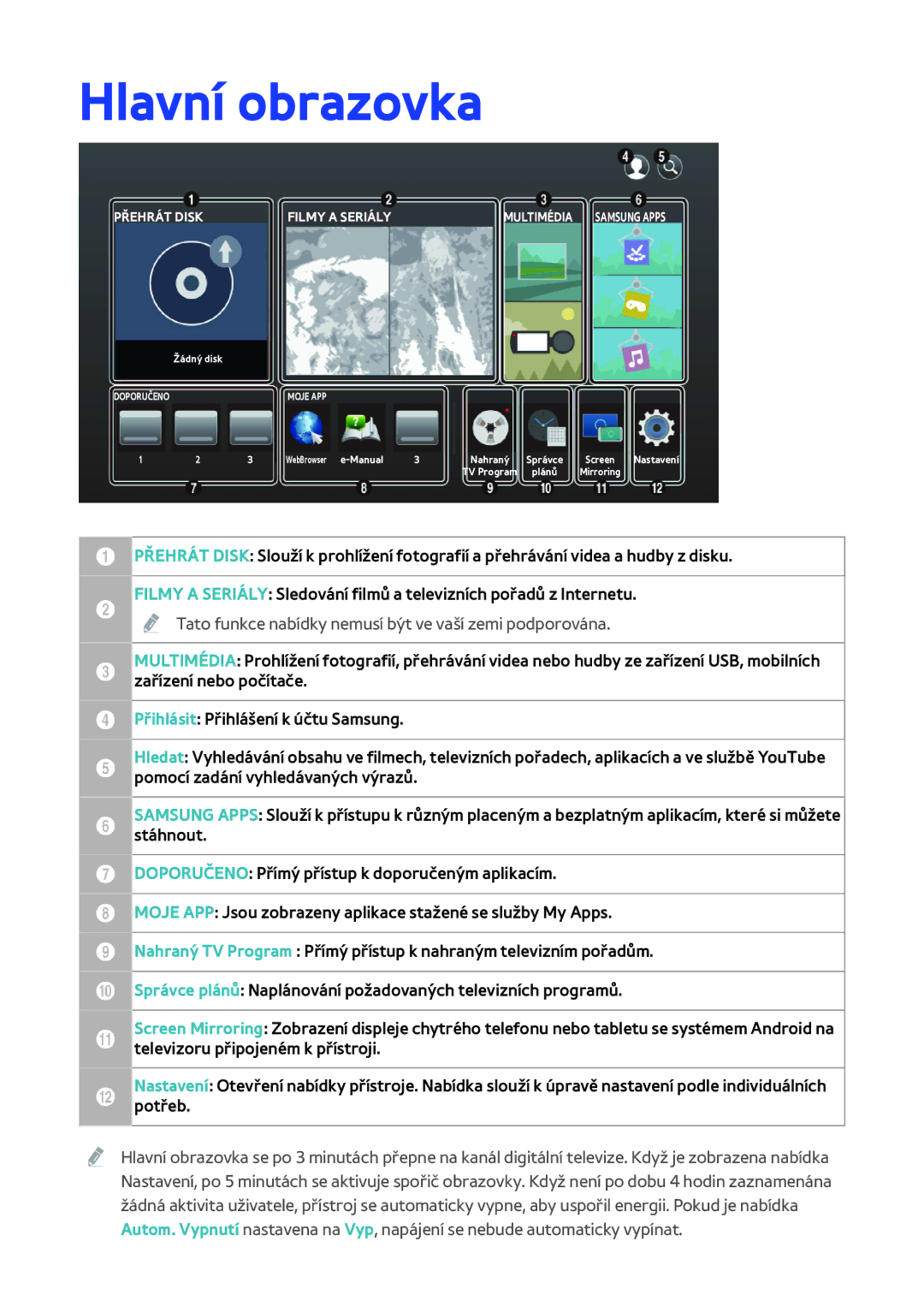 Samsung BD-H8500/EN, BD-H8909S/ZG, BD-H8509S/ZG, BD-H8900/EN, BD-H8900/ZF manual Hlavní obrazovka, Přehrát Disk Filmy a Seriály 