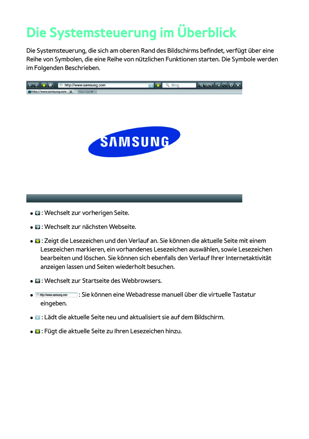 Samsung BD-H8509S/ZG, BD-H8909S/ZG, BD-H8500/EN, BD-H8900/EN manual Die Systemsteuerung im Überblick 