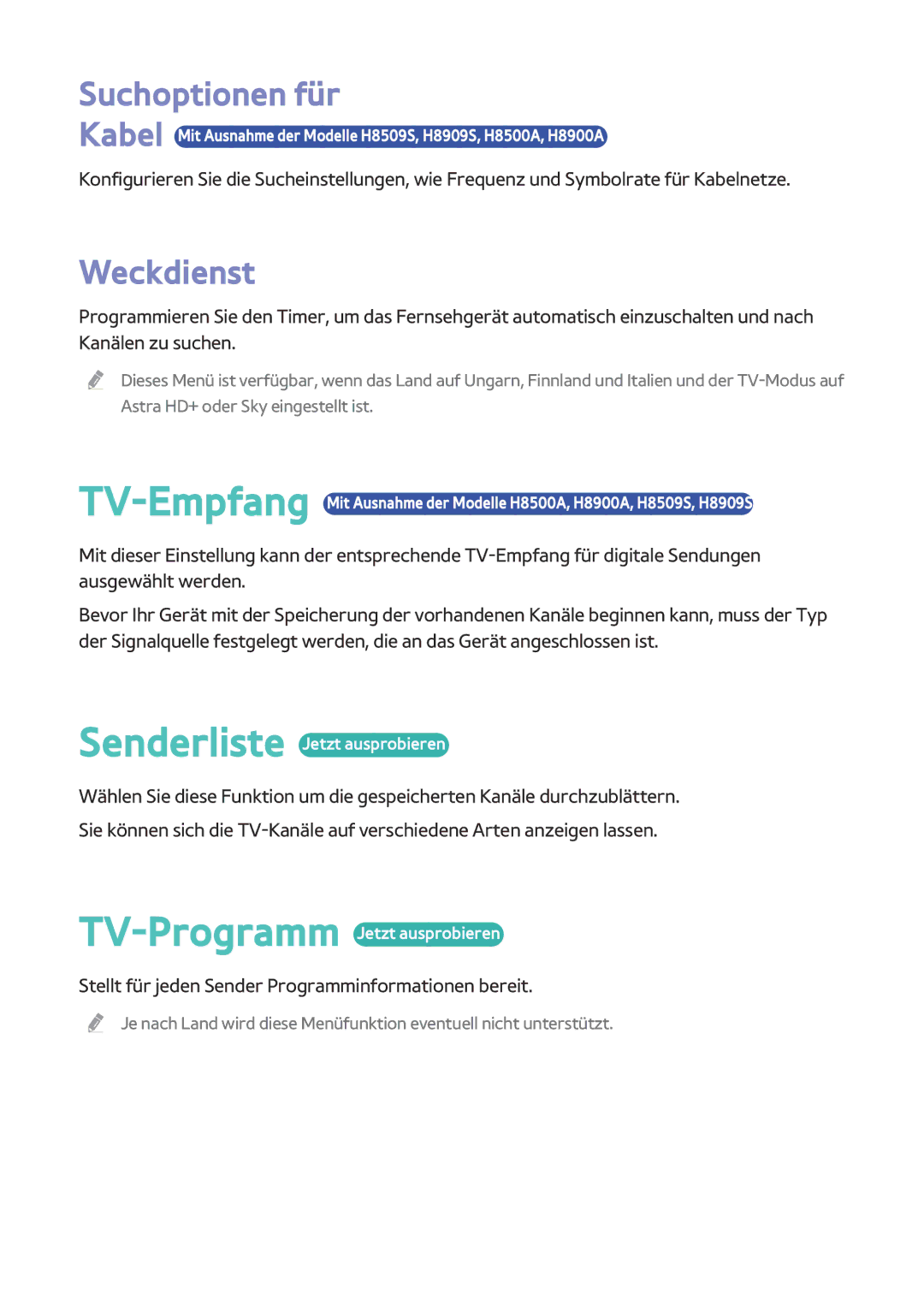 Samsung BD-H8500/EN, BD-H8909S/ZG, BD-H8509S/ZG, BD-H8900/EN manual Suchoptionen für, Weckdienst 