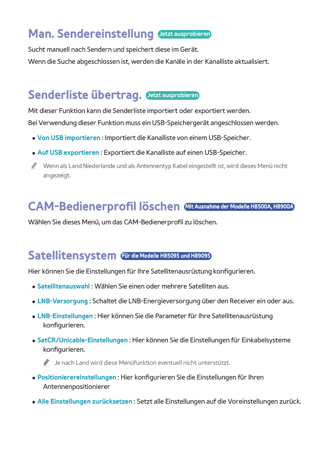 Samsung BD-H8900/EN, BD-H8909S/ZG manual Man. Sendereinstellung Jetzt ausprobieren, Senderliste übertrag. Jetzt ausprobieren 