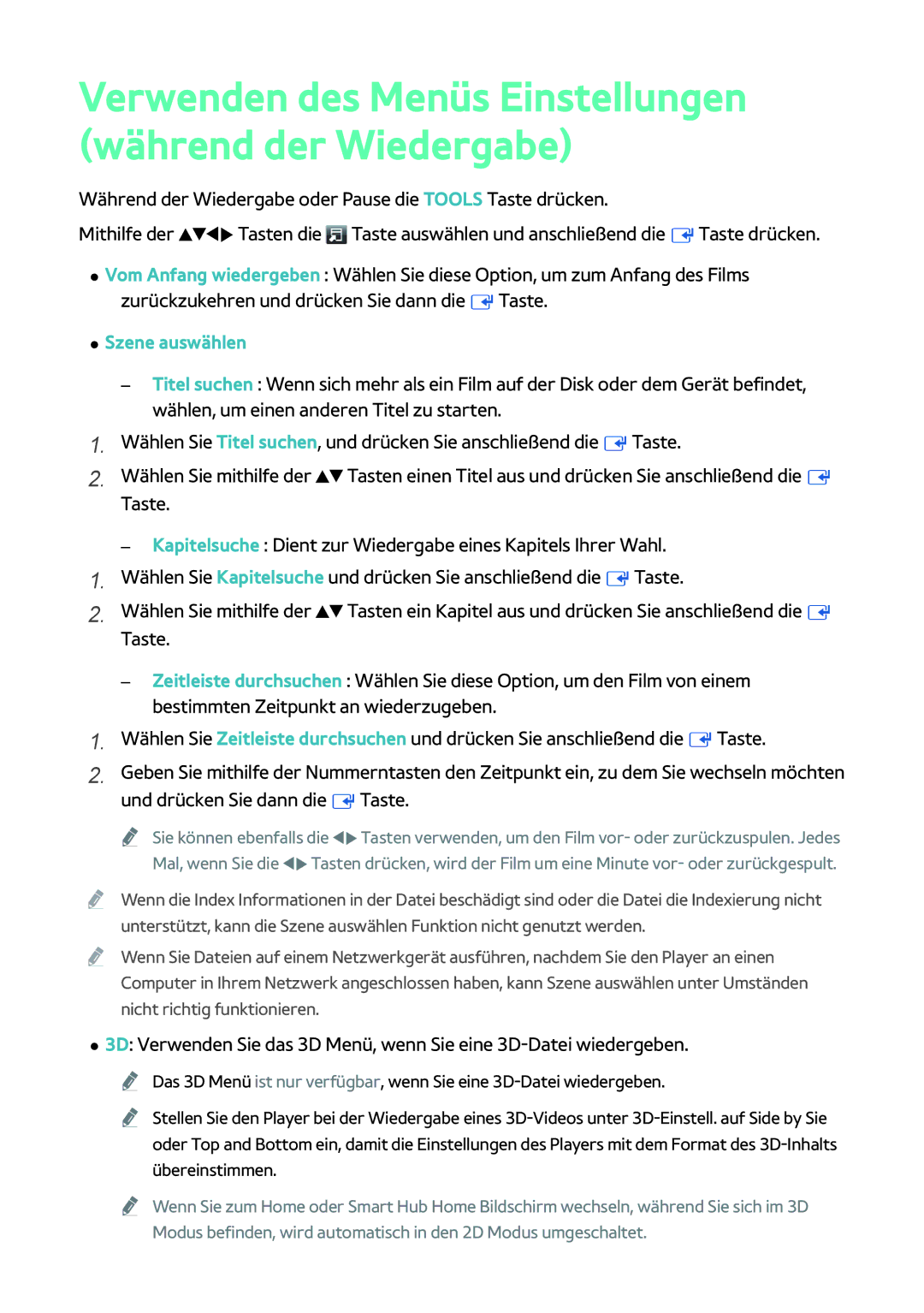 Samsung BD-H8900/EN, BD-H8909S/ZG, BD-H8500/EN, BD-H8509S/ZG manual Verwenden des Menüs Einstellungen während der Wiedergabe 