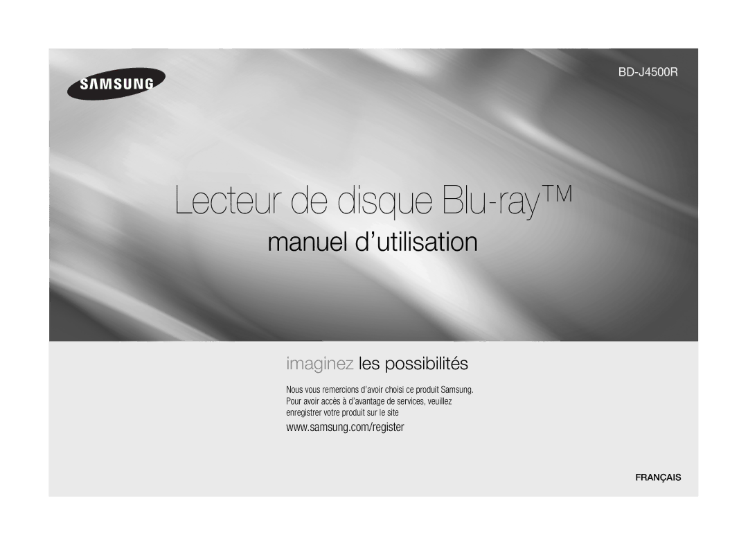 Samsung BD-J4500R/ZF manual Lecteur de disque Blu-ray 