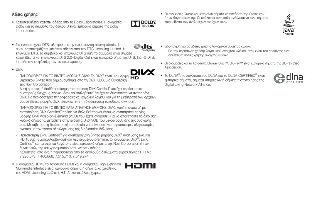 Samsung BD-J5500/EN manual Άδεια χρήσης, Της Rovi Corporation 