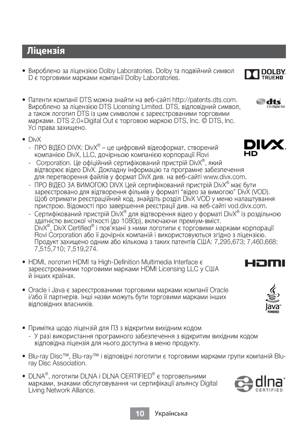 Samsung BD-J5500/RU manual Ліцензія, Living Network Alliance 