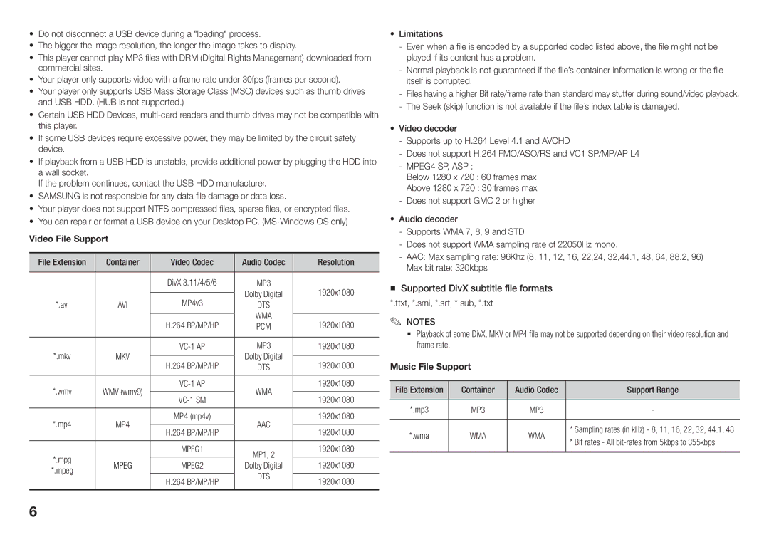 Samsung BD-J5900/EN, BD-J5500E/EN, BD-J5900/ZF, BD-J5900/XE, BD-J5900/XN, BD-J5900/XU manual Resolution, 1920x1080 