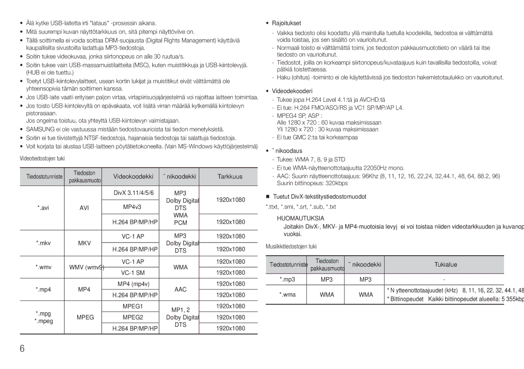 Samsung BD-J5900/XE manual 1920x1080, Tukialue 