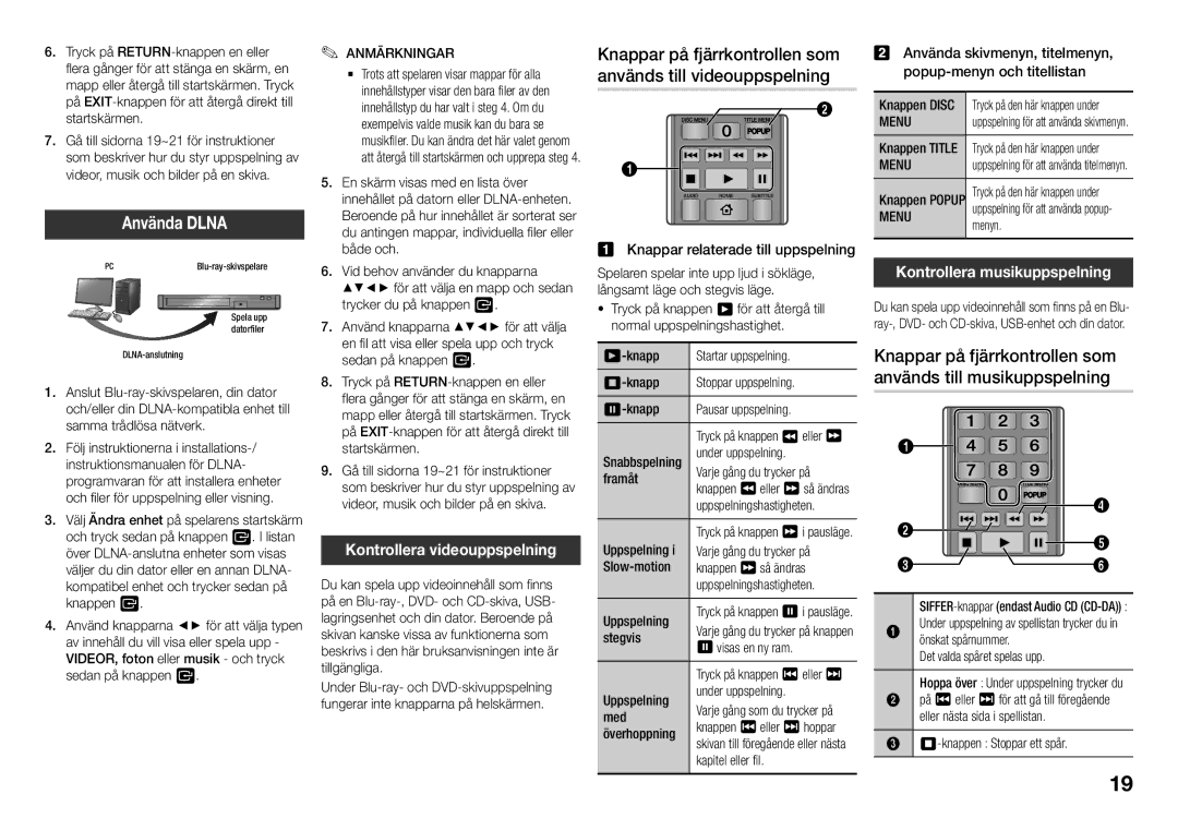 Samsung BD-J5900/XE manual Kontrollera musikuppspelning, Kontrollera videouppspelning, Menu 