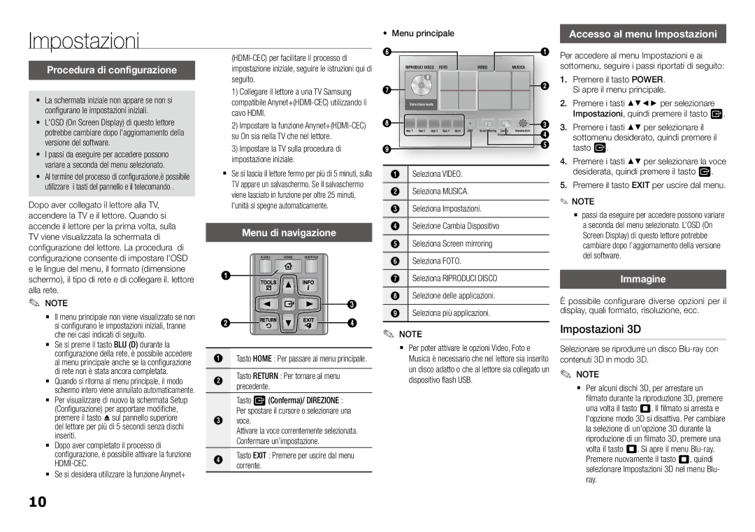 Samsung BD-J5900/ZF manual Impostazioni 3D, Procedura di configurazione, Accesso al menu Impostazioni, Immagine 