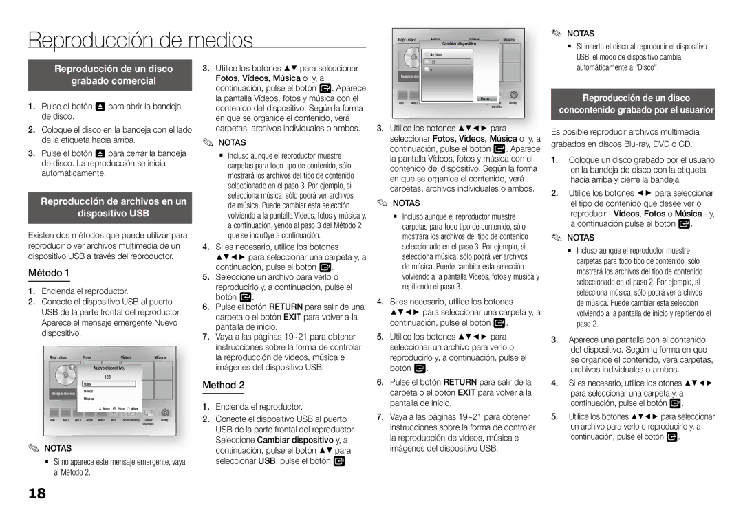 Samsung BD-J5900/ZF manual Reproducción de medios, Reproducción de un disco Grabado comercial, Dispositivo USB 