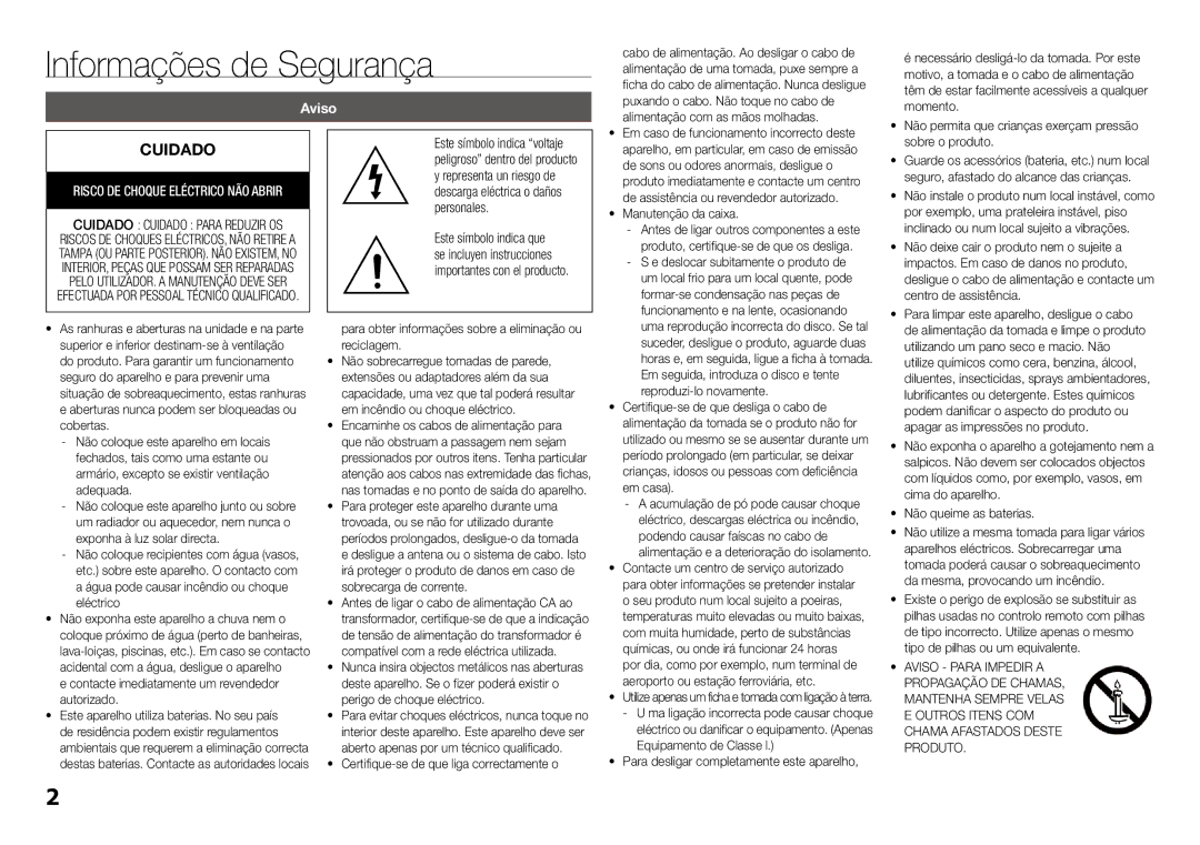 Samsung BD-J5900/ZF manual Informações de Segurança, Aviso 