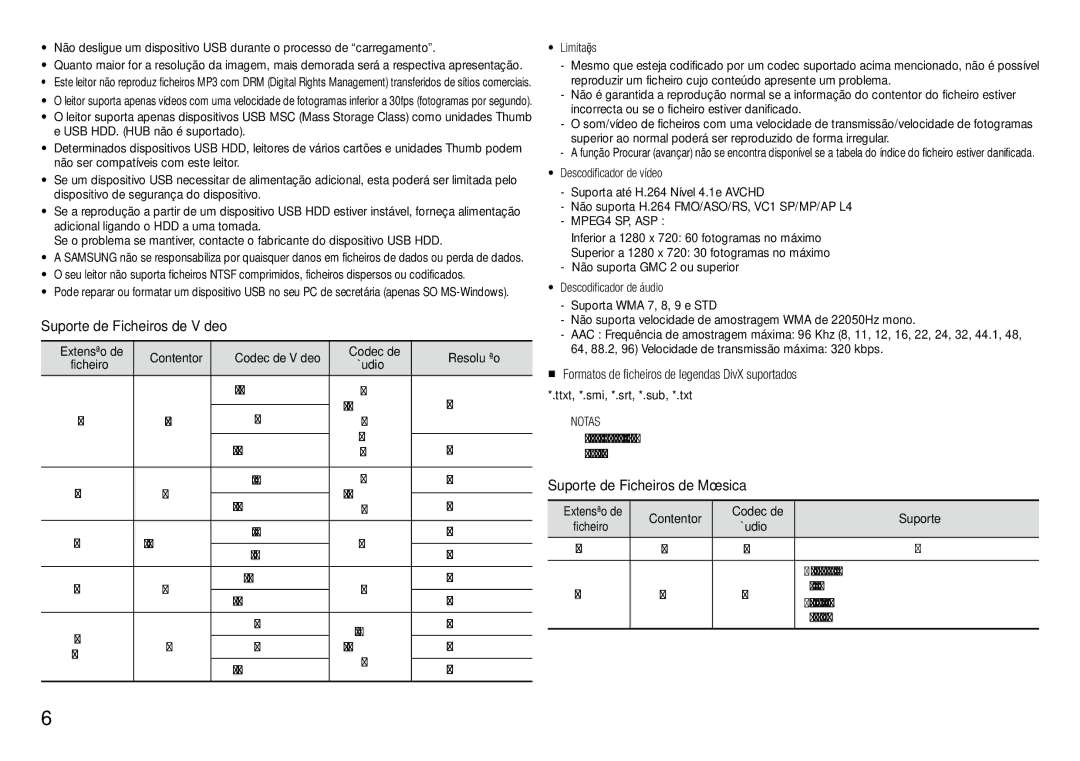 Samsung BD-J5900/ZF manual „„ Formatos de ficheiros de legendas DivX suportados, Resolução, 22, 32, 44,1 