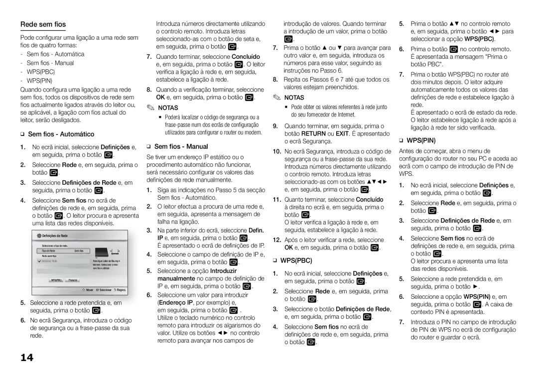 Samsung BD-J5900/ZF Rede sem fios, ĞĞ Sem fios Automático, ĞĞ Sem fios Manual, Sem fios Automática -- Sem fios Manual 