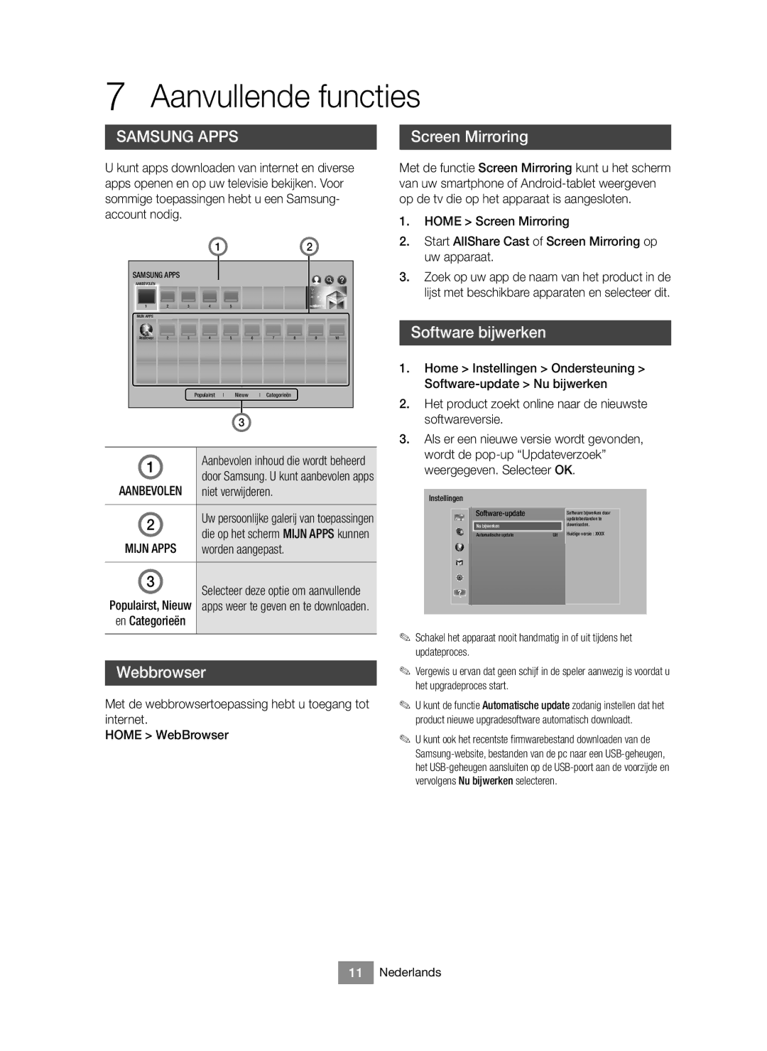 Samsung BD-J6300/EN, BD-J6300/XN manual Aanvullende functies, Software bijwerken, Worden aangepast, Aanbevolen 